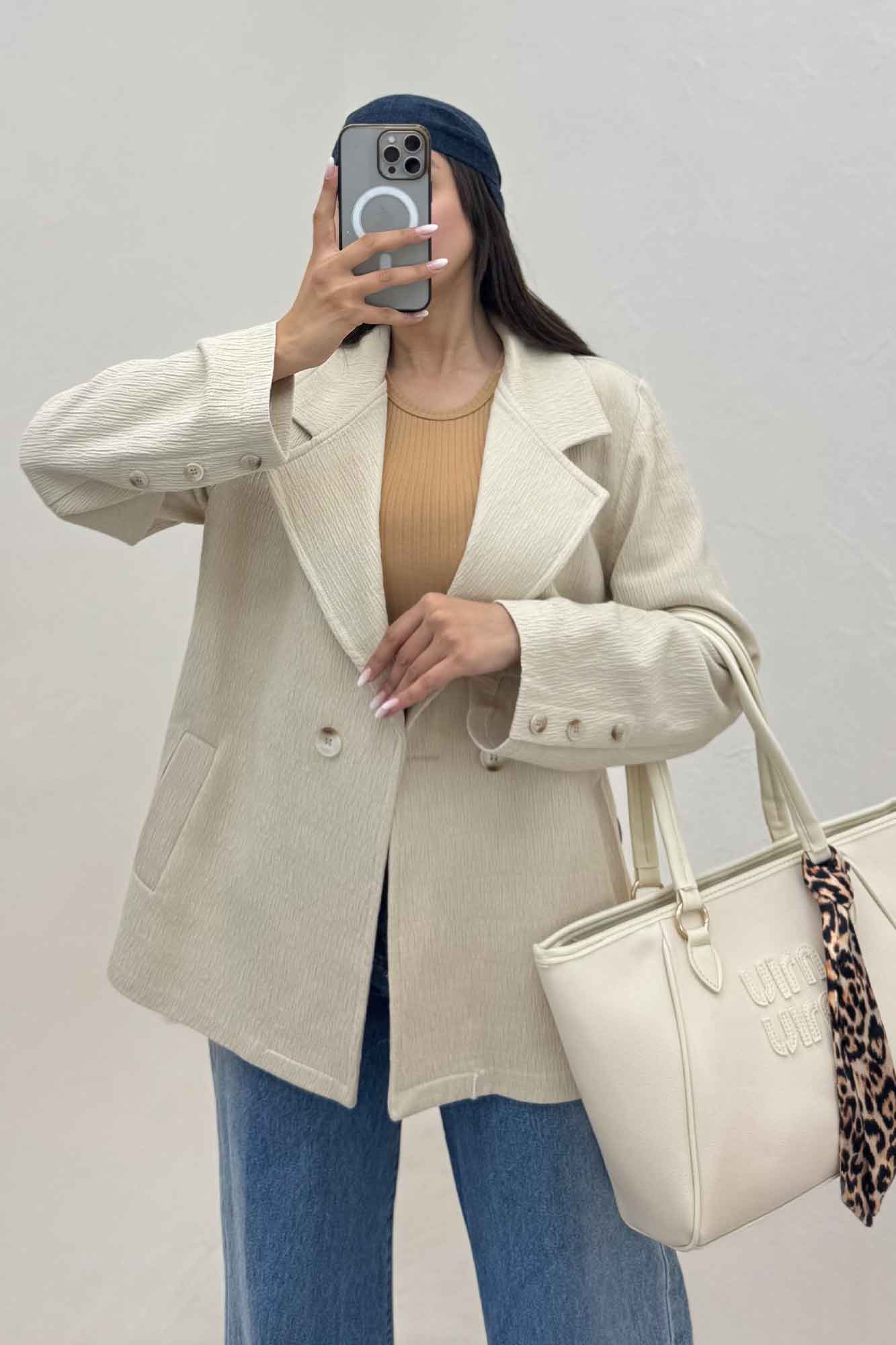 کت کتان راین یقه انگلیسی دو دکمه