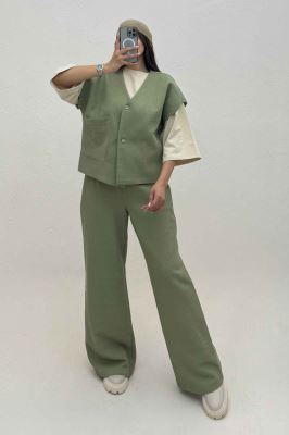 ست ژیله و شلوار تک جیب کتان راین