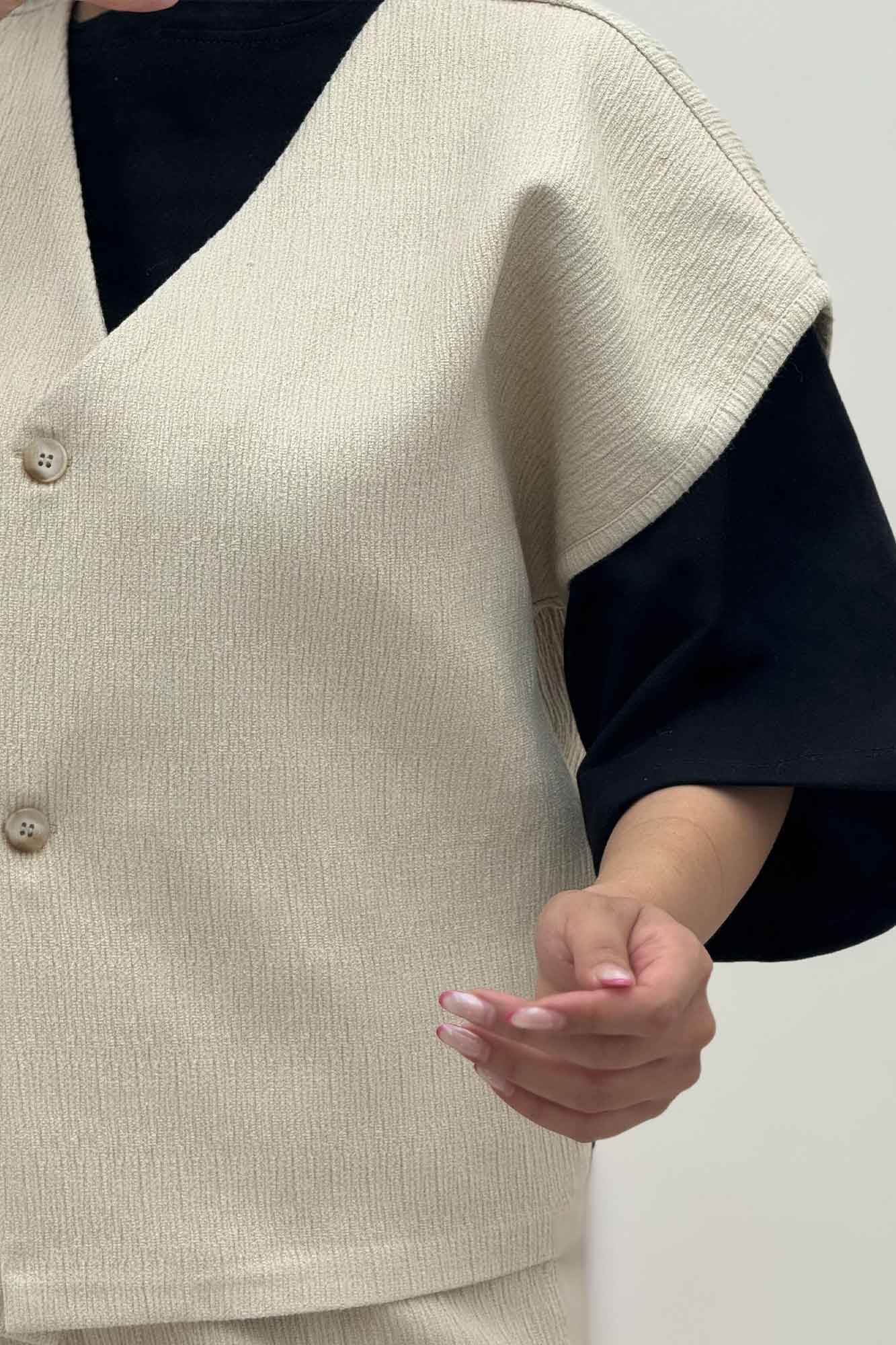 ست ژیله و شلوار تک جیب کتان راین