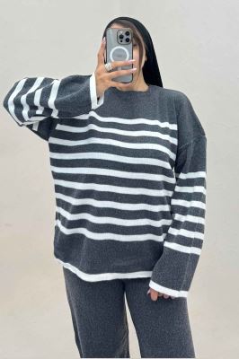 ست دورس و شلوار بافت خط پهن