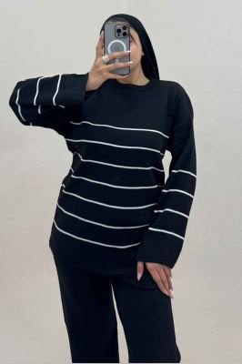 ست دورس و شلوار بافت خط ریز