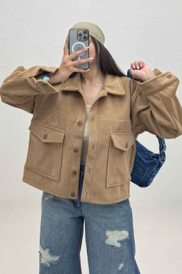 کت فوتر پشمی نیم تنه جیب پاکتی 000305