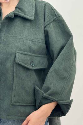 کت فوتر پشمی نیم تنه جیب پاکتی 000303