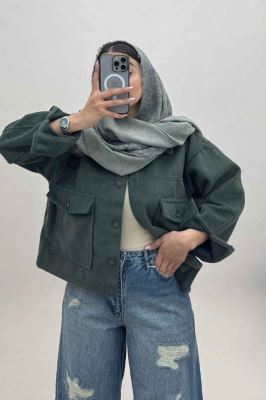 کت فوتر پشمی نیم تنه جیب پاکتی 000303