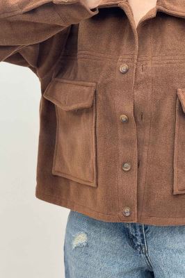 کت فوتر پشمی نیم تنه جیب پاکتی 000302