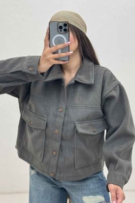 کت فوتر پشمی نیم تنه جیب پاکتی 000301