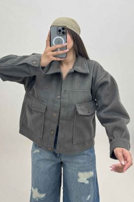 کت فوتر پشمی نیم تنه جیب پاکتی 000301