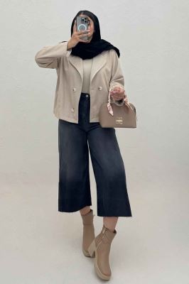 کت آستردار فوتر کجراه چهار دکمه نوبو