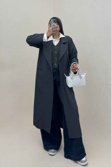 مانتو بلند بزیاق پشت چاکدار