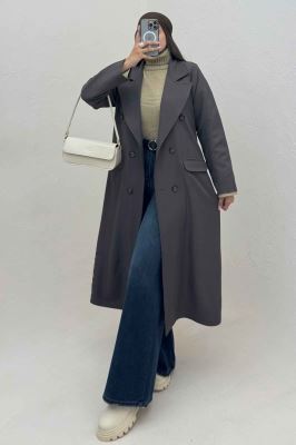 مانتو بلند بزیاق پشت چاکدار