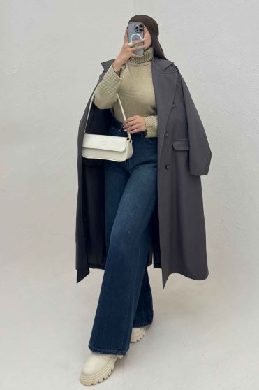 مانتو بلند بزیاق پشت چاکدار