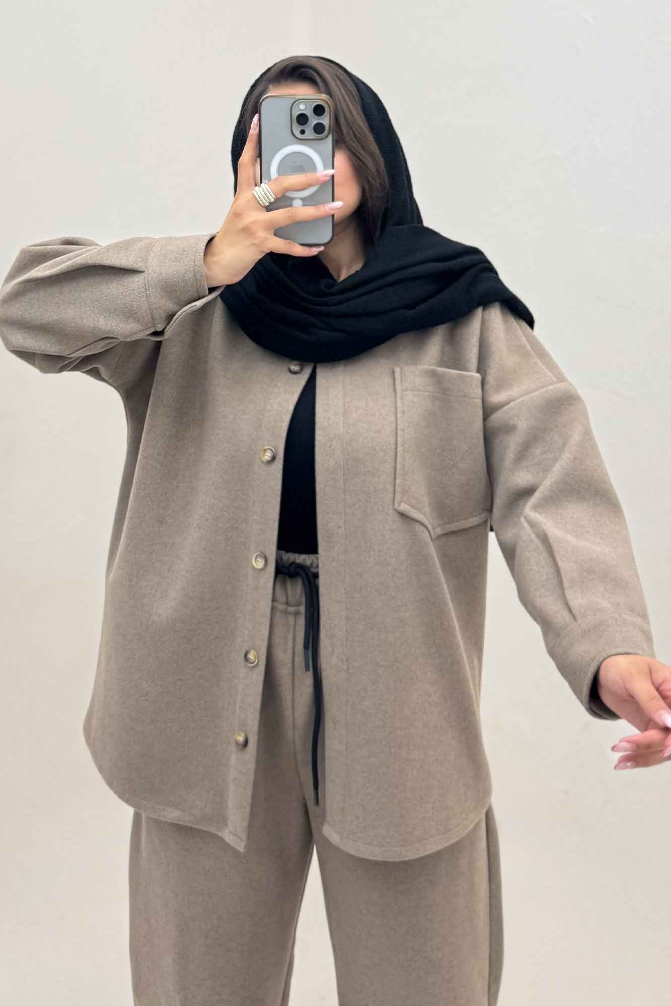 ست پالتو و شلوار فوتر تک جیب DELSA