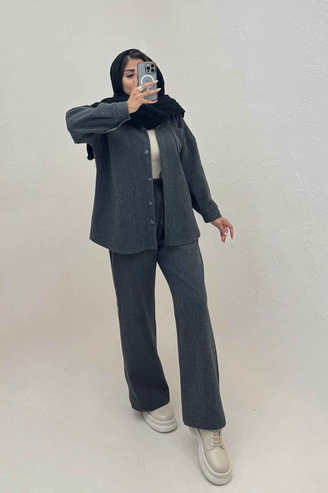 ست پالتو و شلوار فوتر تک جیب DELSA