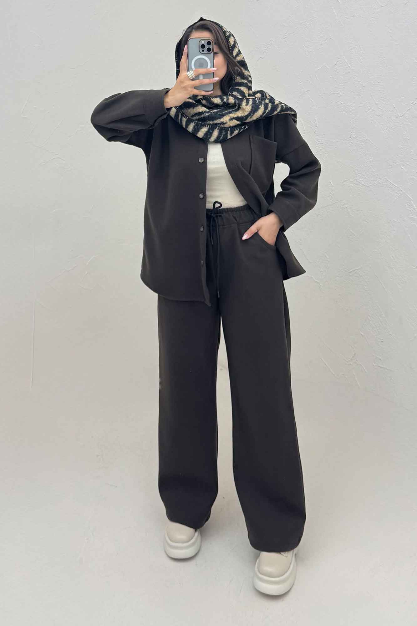 ست پالتو و شلوار فوتر تک جیب DELSA