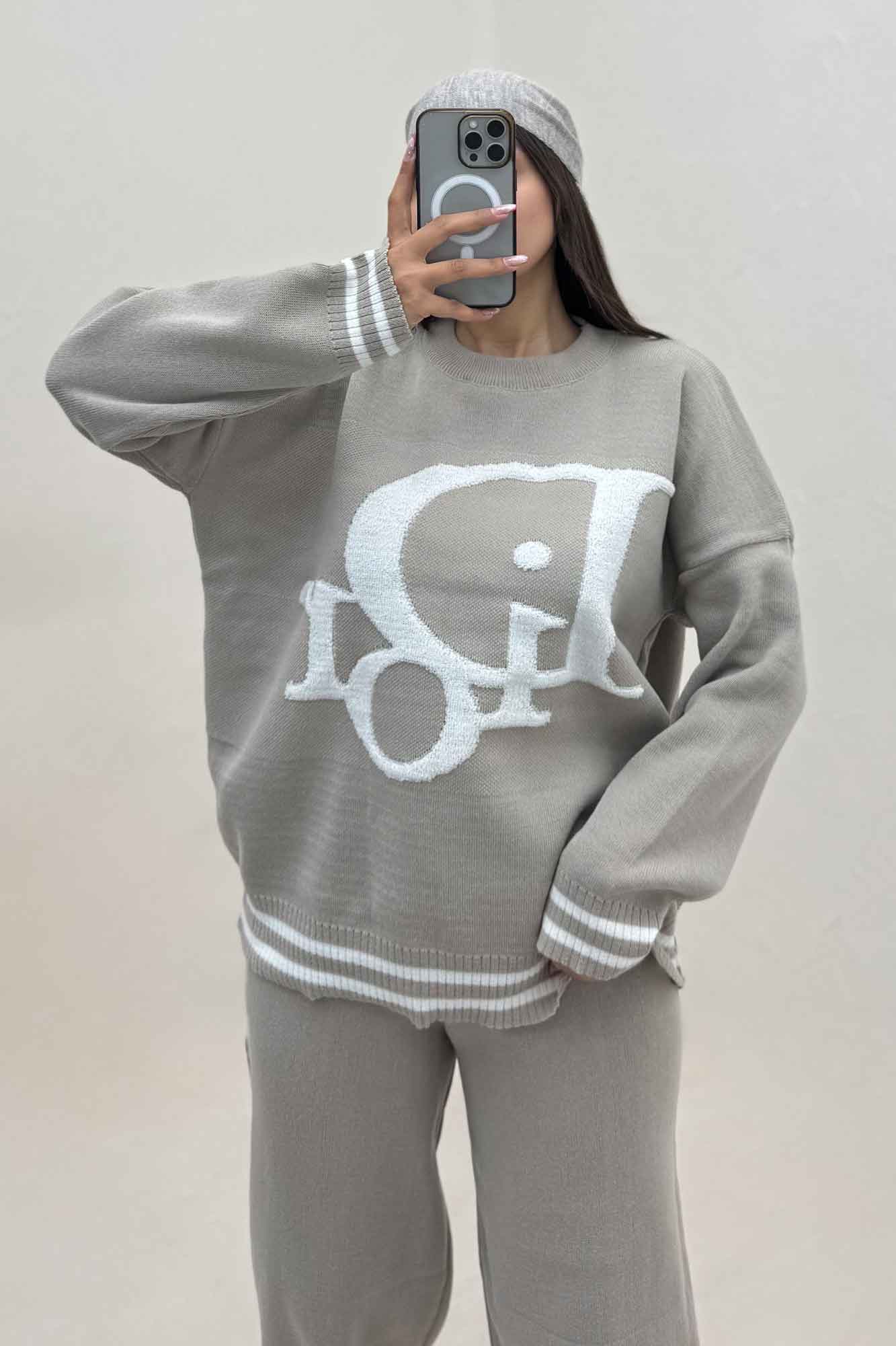 ست دورس و شلوار بافت طرح DIOR 