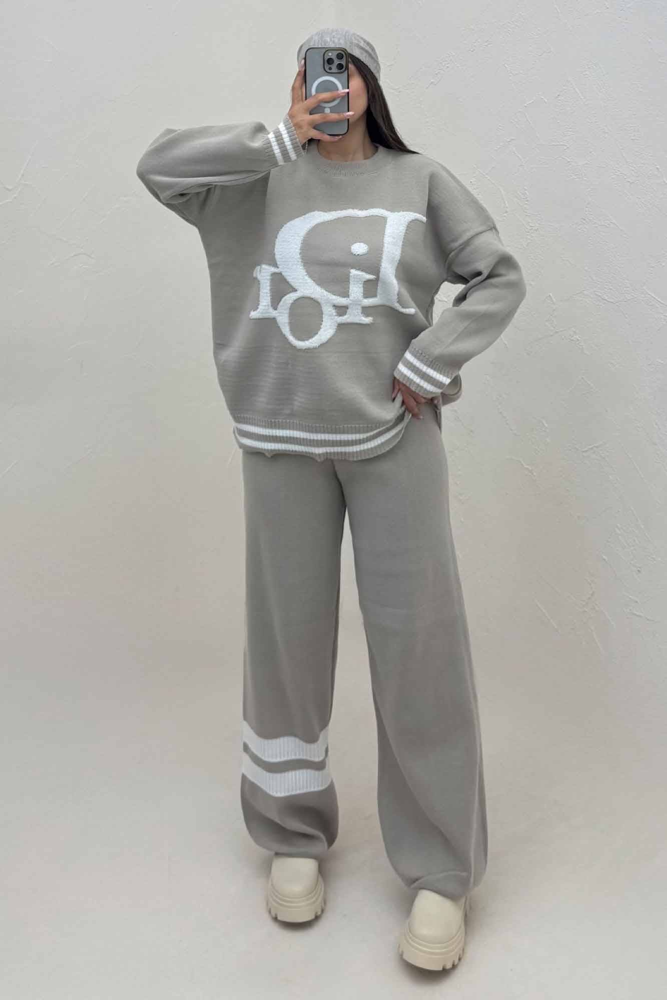 ست دورس و شلوار بافت طرح DIOR 