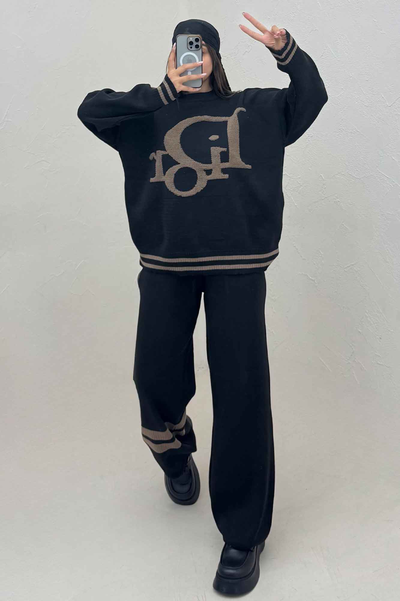 ست دورس و شلوار بافت طرح DIOR 