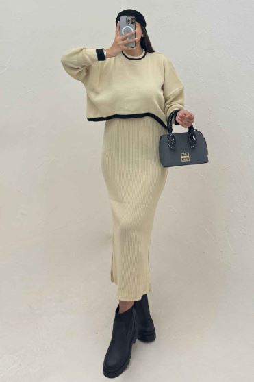 ست ساحلی و رویه بافت لبه سفید