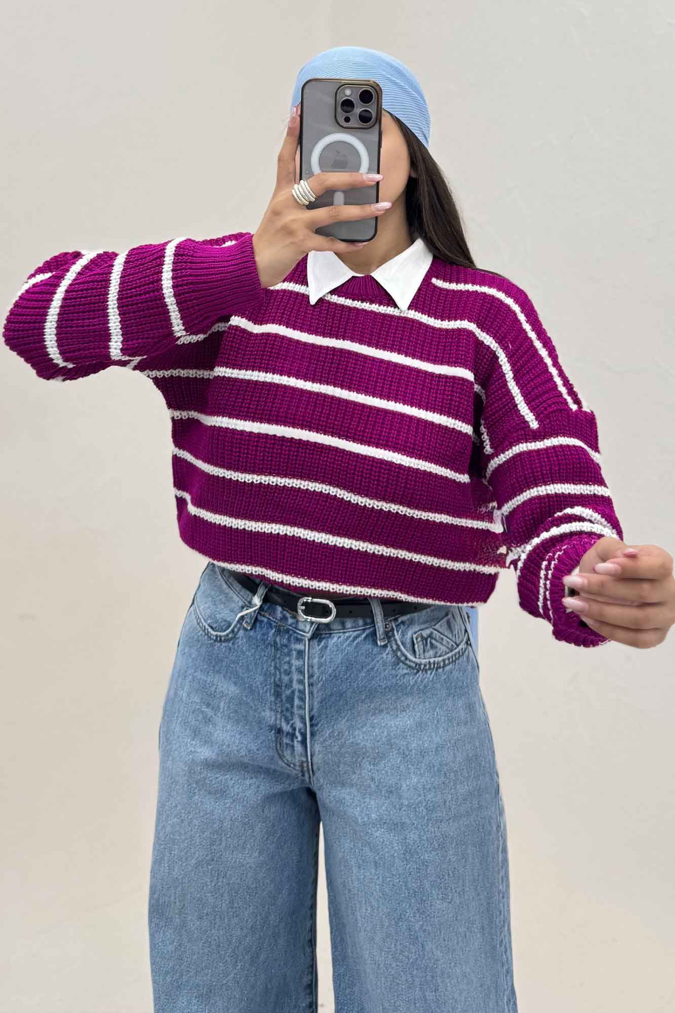 بلوز بافت راه راه کد 536