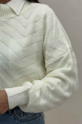 بلوز بافت یقه سه سانت طرح زیگزاگ کد 511