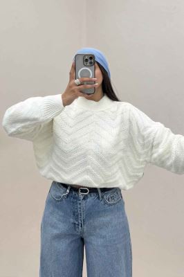 بلوز بافت یقه سه سانت طرح زیگزاگ کد 511