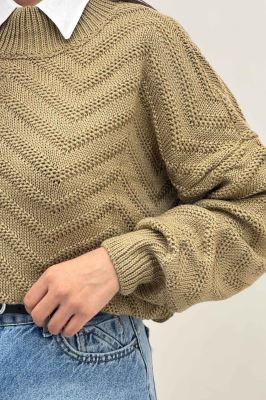 بلوز بافت یقه سه سانت طرح زیگزاگ کد 511