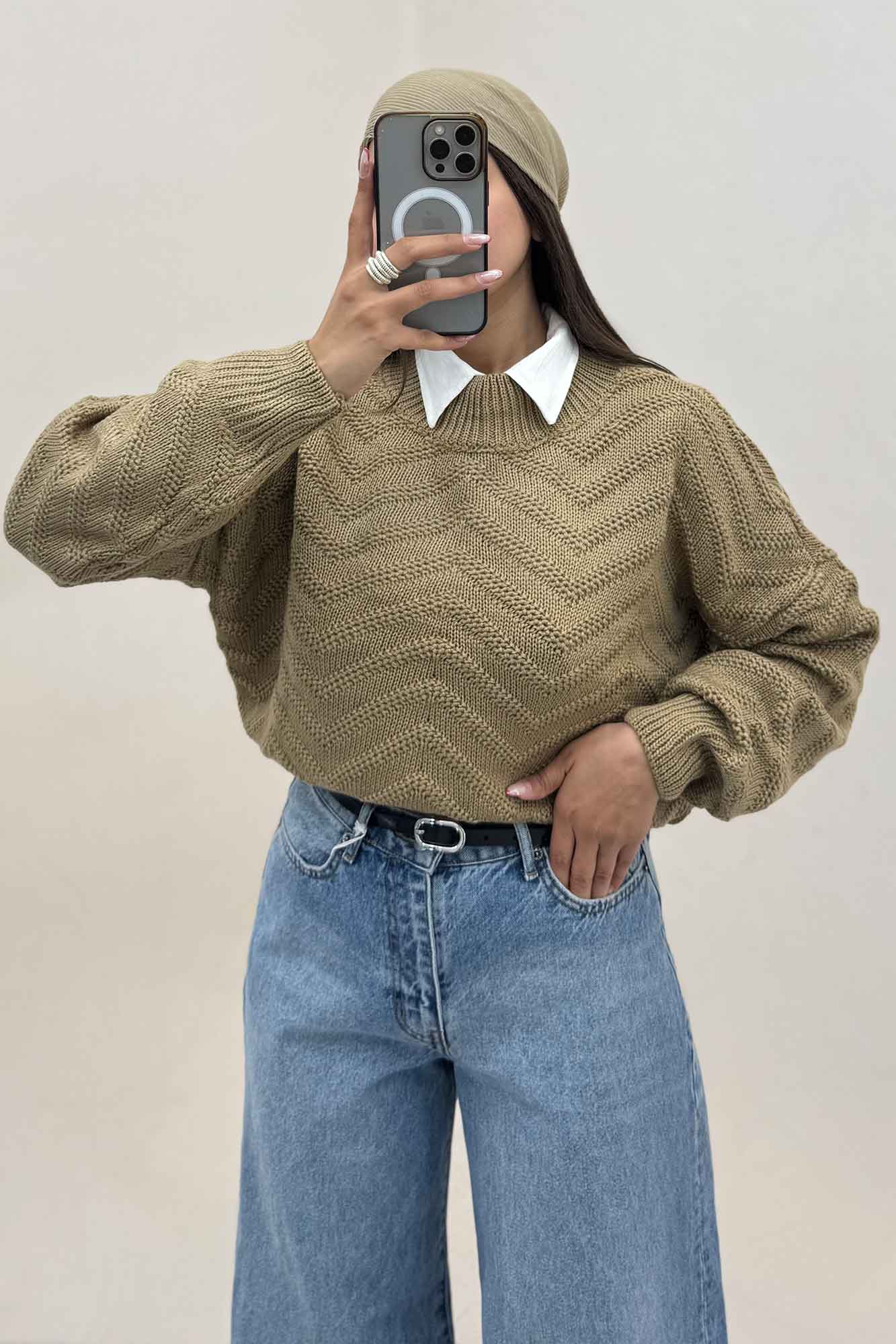 بلوز بافت یقه سه سانت طرح زیگزاگ کد 511