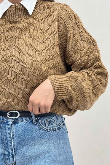 بلوز بافت یقه سه سانت طرح زیگزاگ کد 511