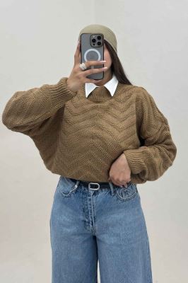 بلوز بافت یقه سه سانت طرح زیگزاگ کد 511