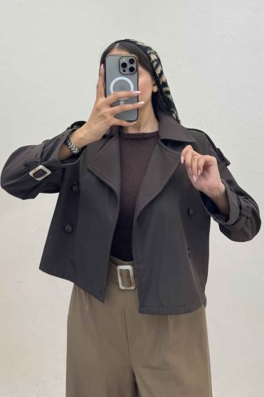 بارانی کراپ سرشانه پل SEPIA