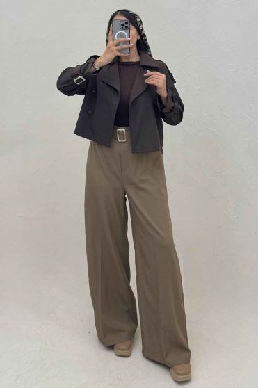 بارانی کراپ سرشانه پل SEPIA