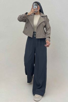 بارانی کراپ سرشانه پل SEPIA