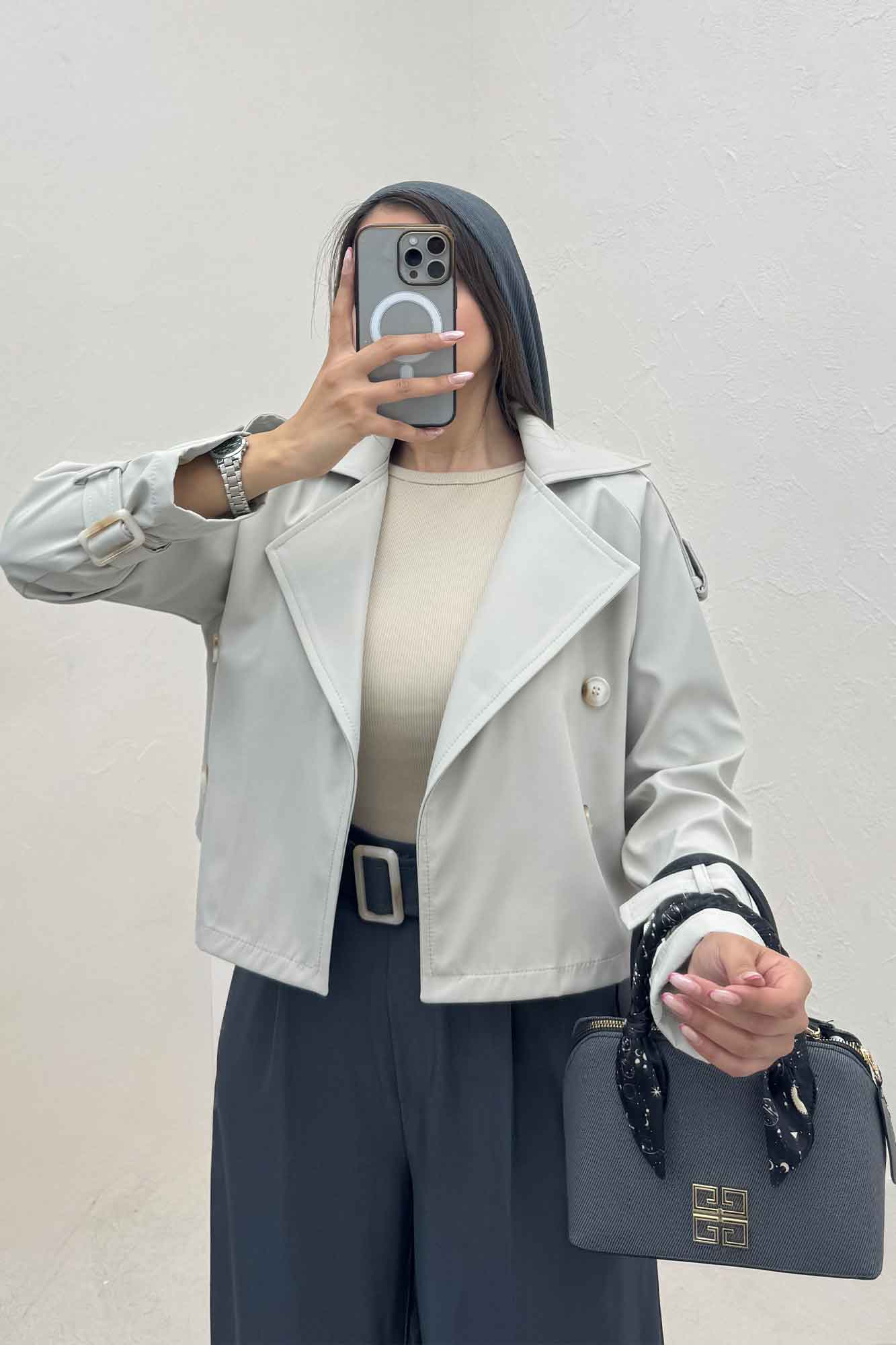 بارانی کراپ سرشانه پل SEPIA