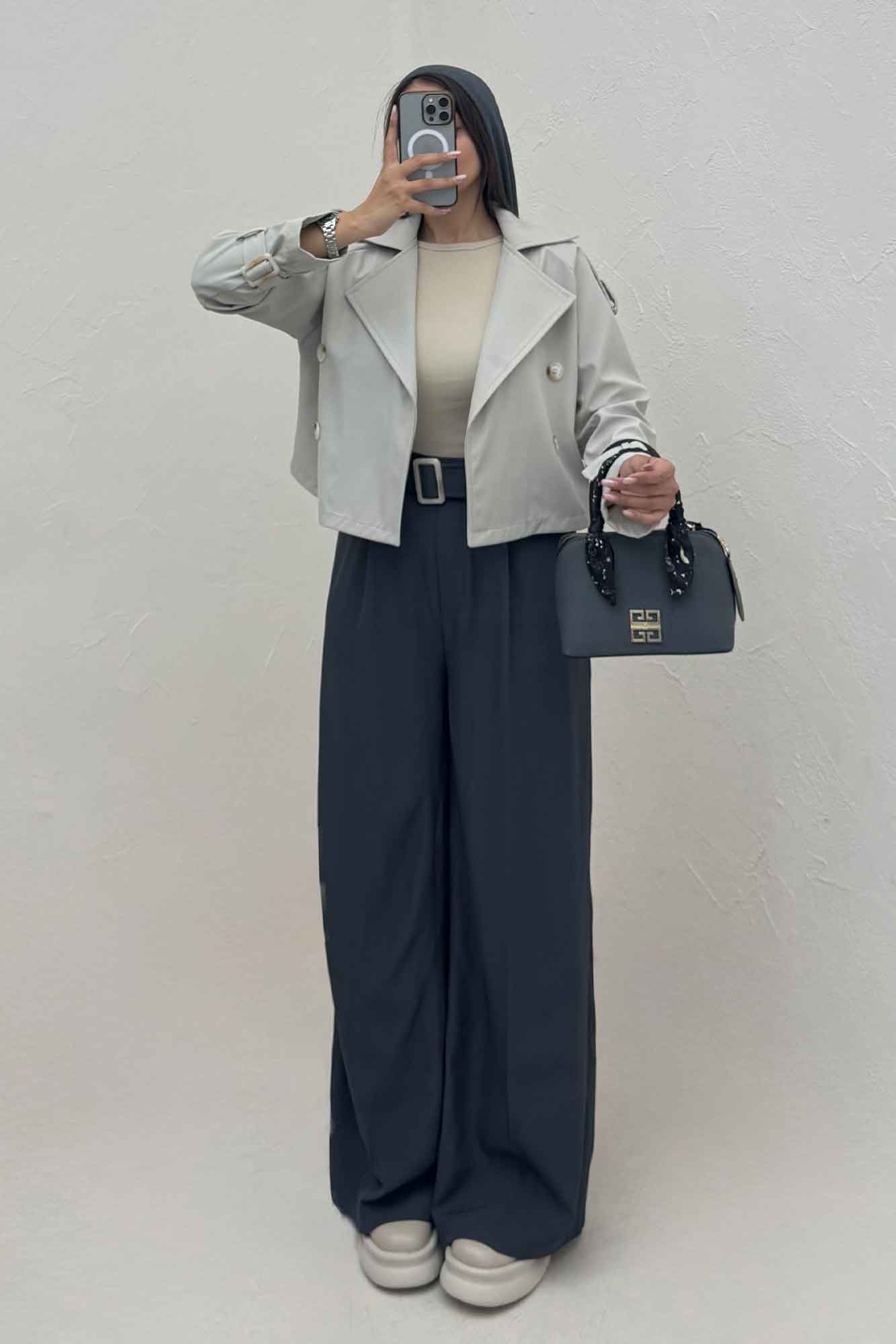 بارانی کراپ سرشانه پل SEPIA