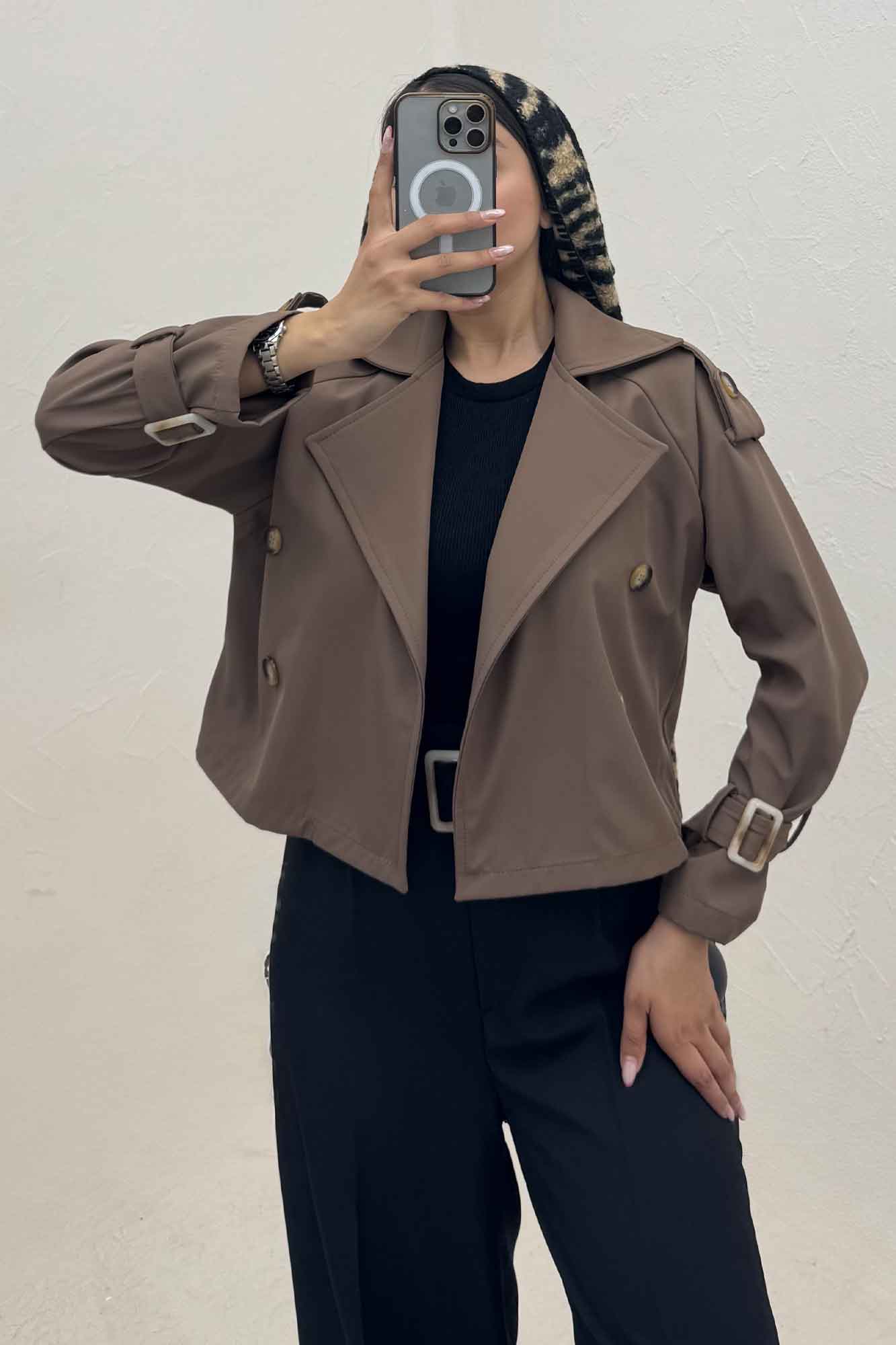 بارانی کراپ سرشانه پل SEPIA