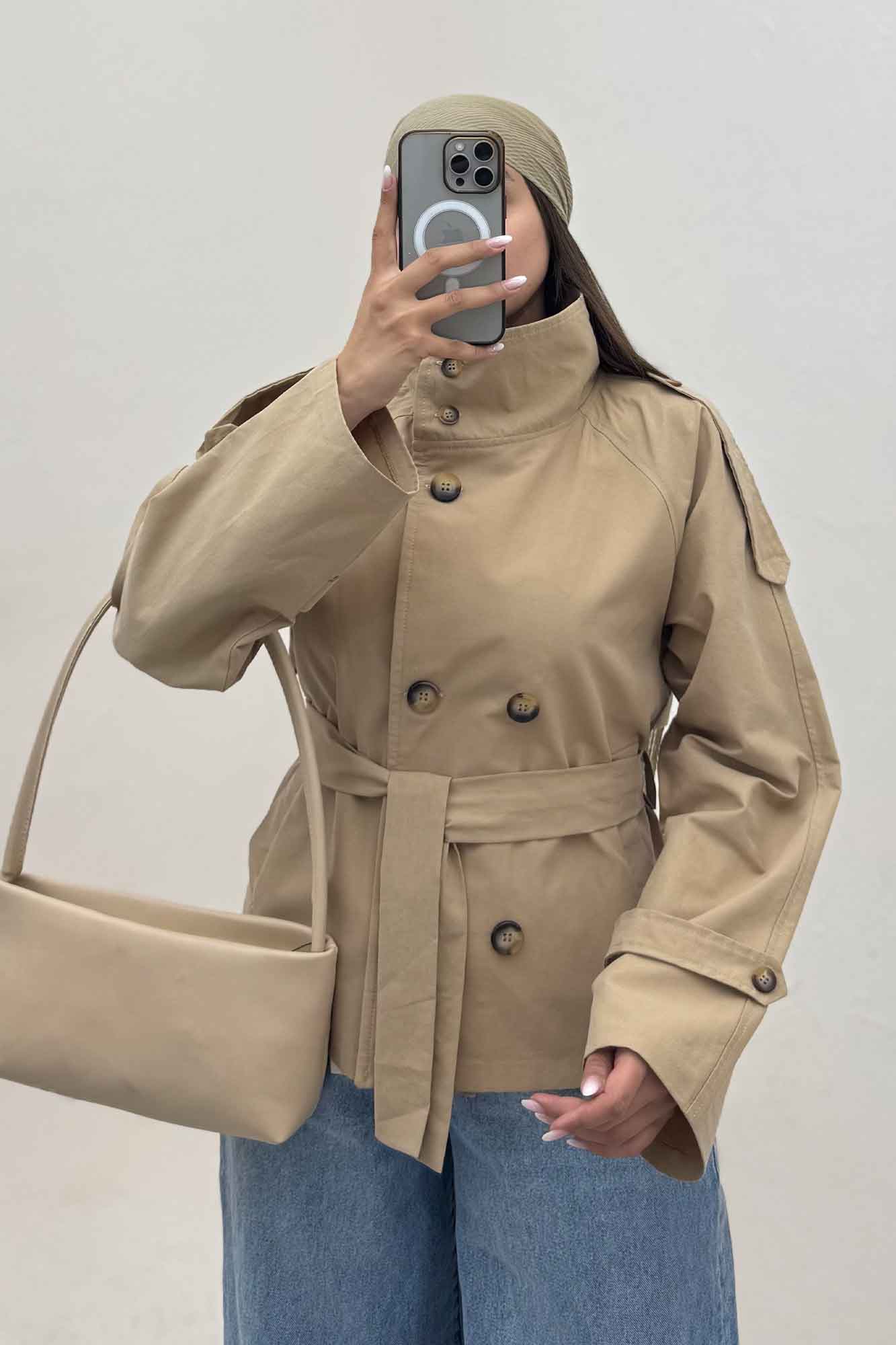 کت کتان یقه دو حالته