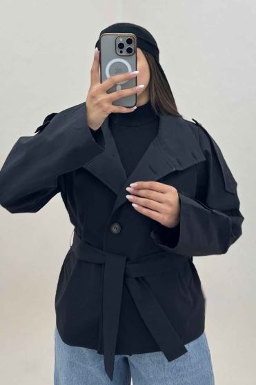 کت کتان یقه دو حالته