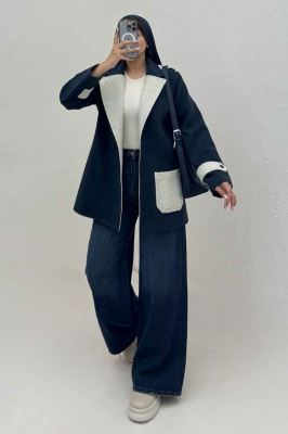 کت فوتر آستردار تک جیب دو رنگ