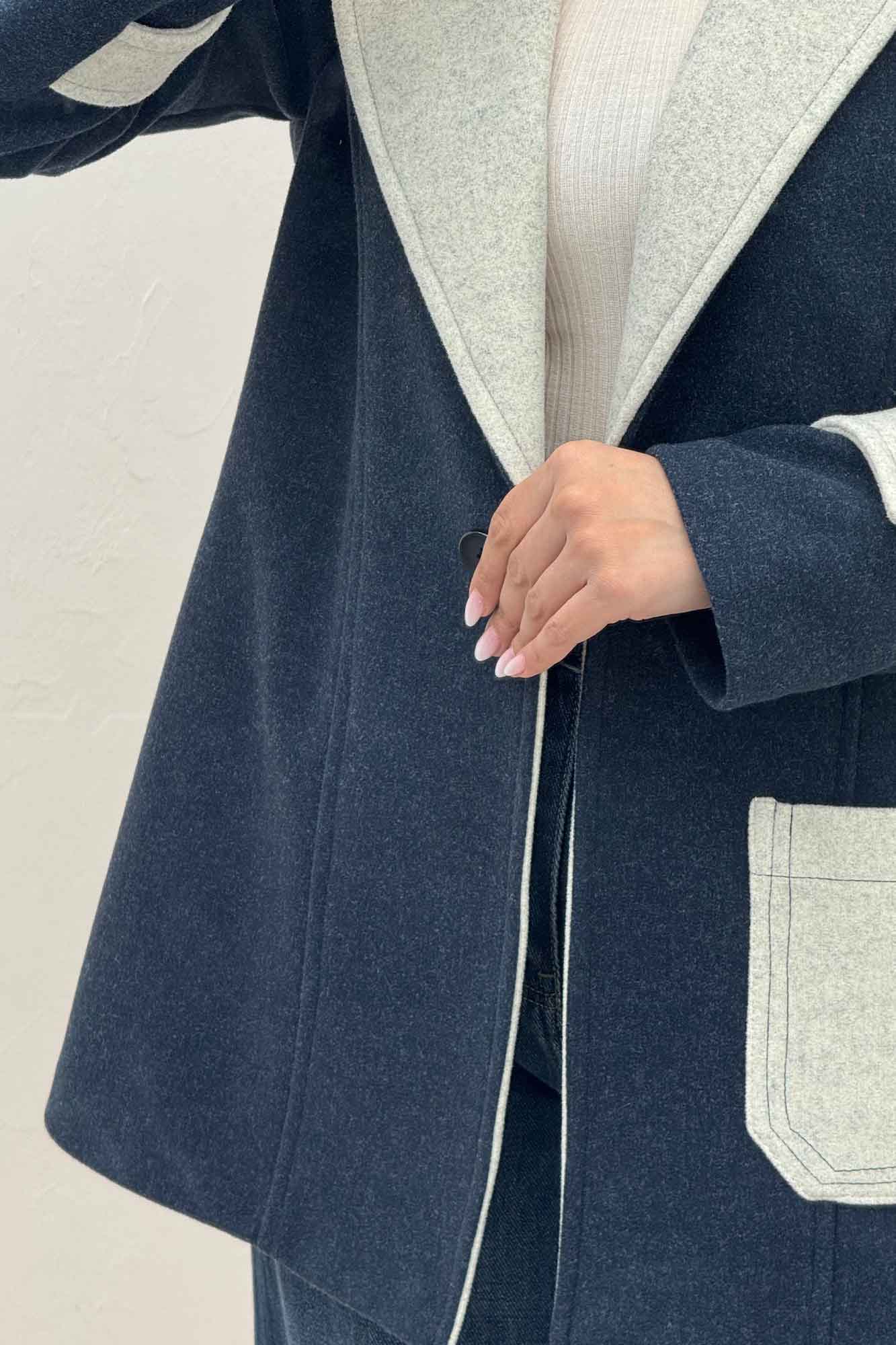 کت فوتر آستردار تک جیب دو رنگ