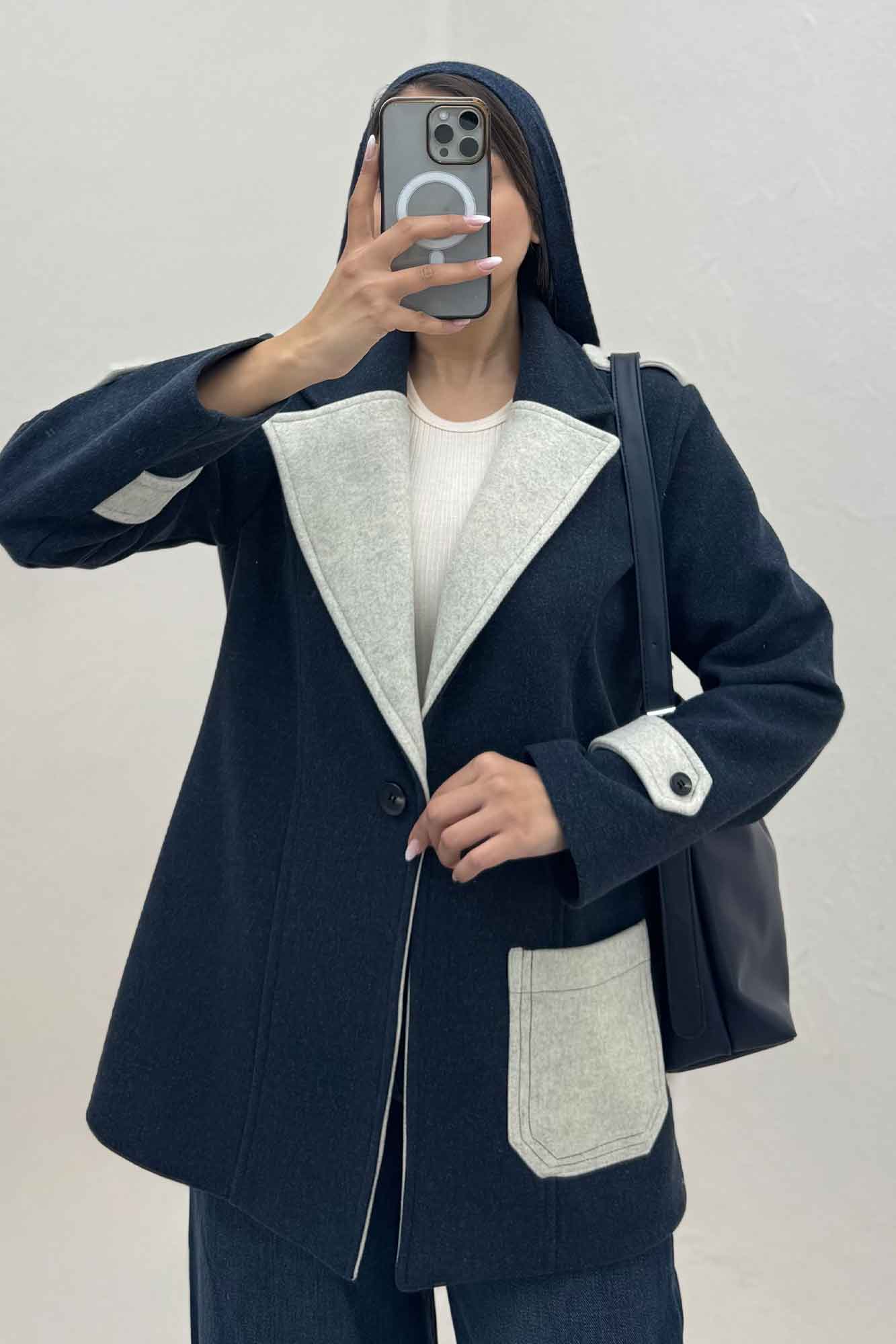 کت فوتر آستردار تک جیب دو رنگ