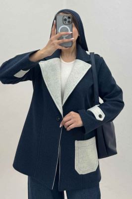 کت فوتر آستردار تک جیب دو رنگ