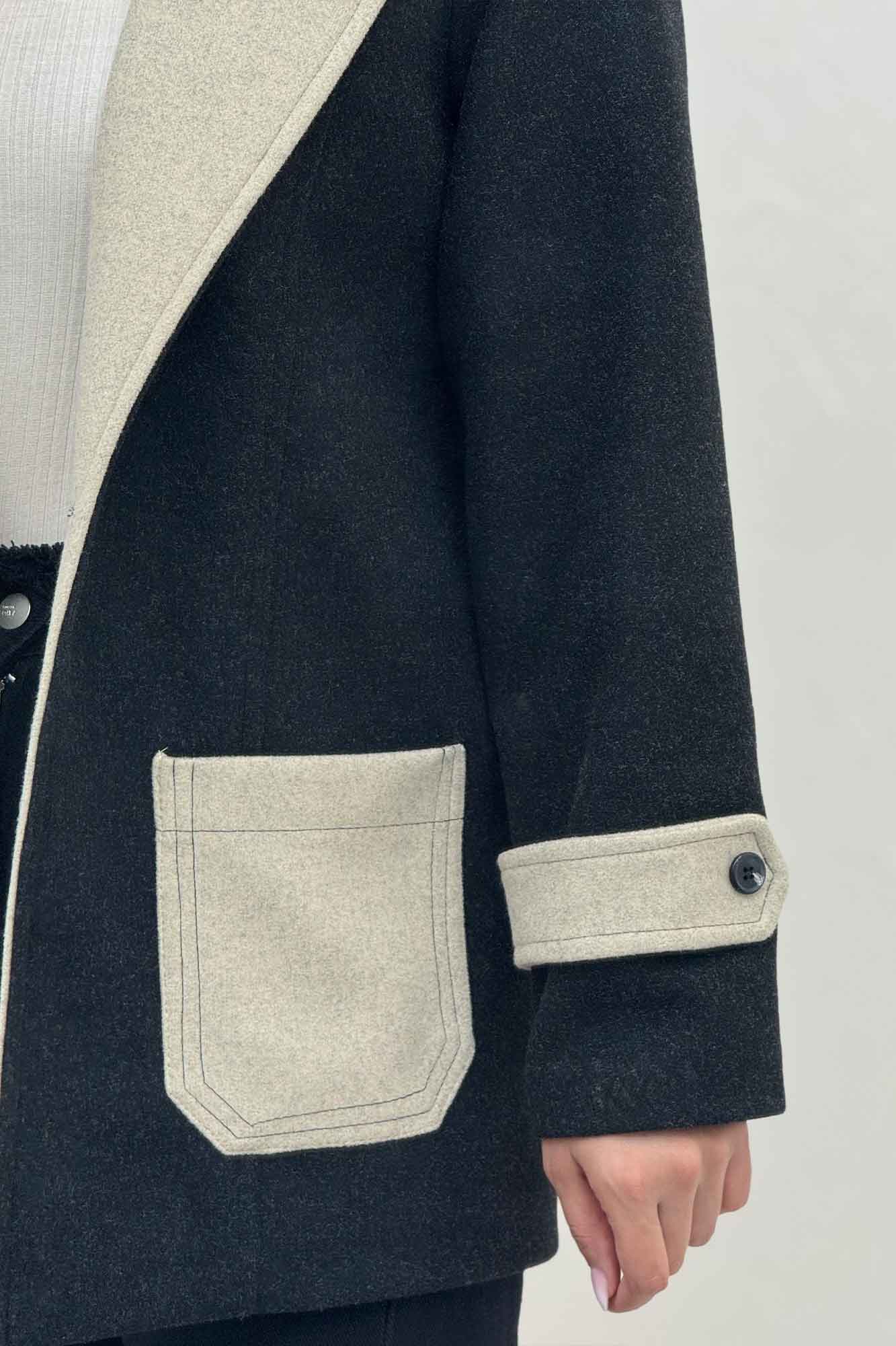 کت فوتر آستردار تک جیب دو رنگ