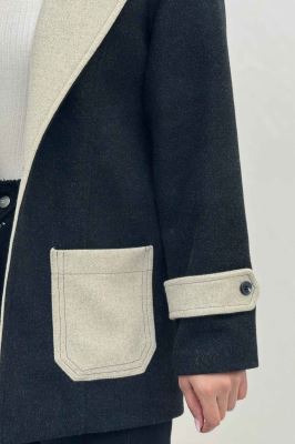 کت فوتر آستردار تک جیب دو رنگ