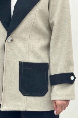 کت فوتر آستردار تک جیب دو رنگ