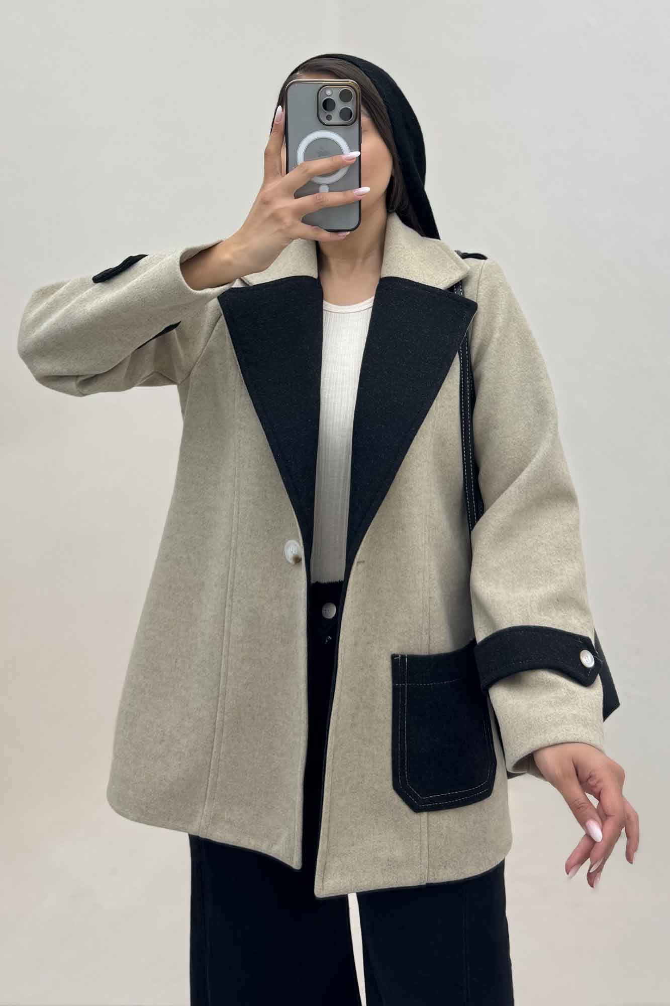 کت فوتر آستردار تک جیب دو رنگ