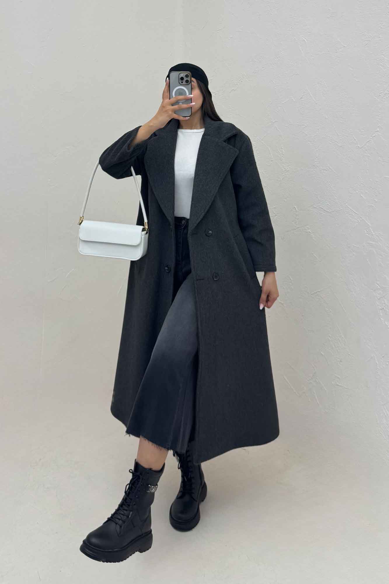 پالتو بلند موهر ترک آستردار ROOBI