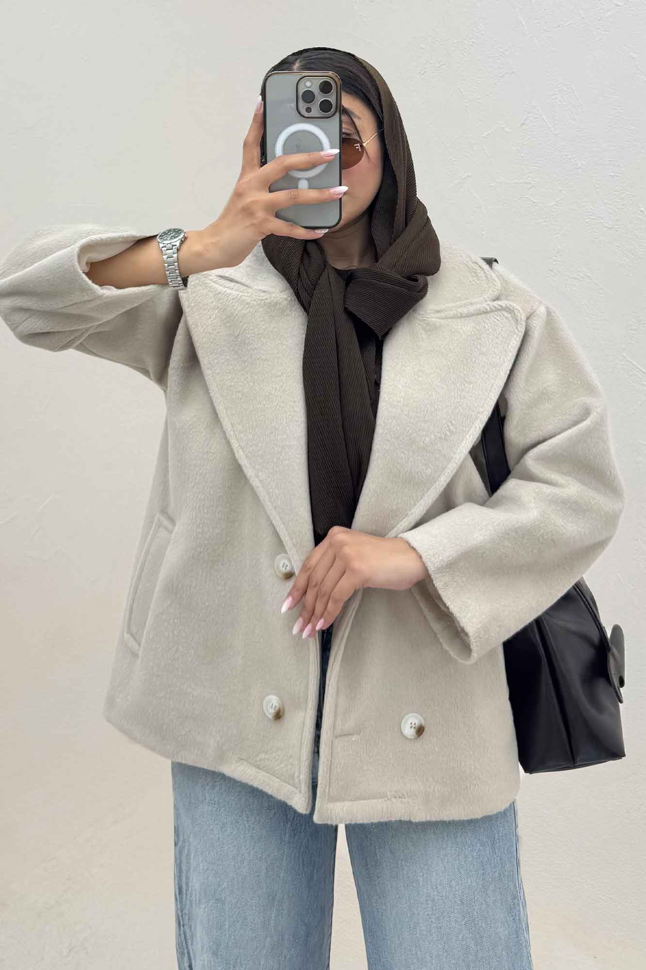 کت موهر آستردار چهار دکمه گلارا