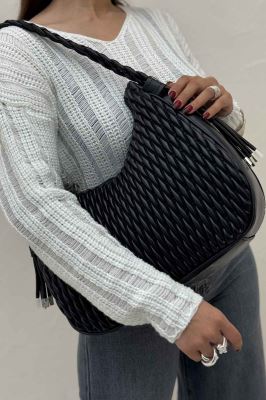 کیف زنانه گلدوزی دسته بافتی 4273