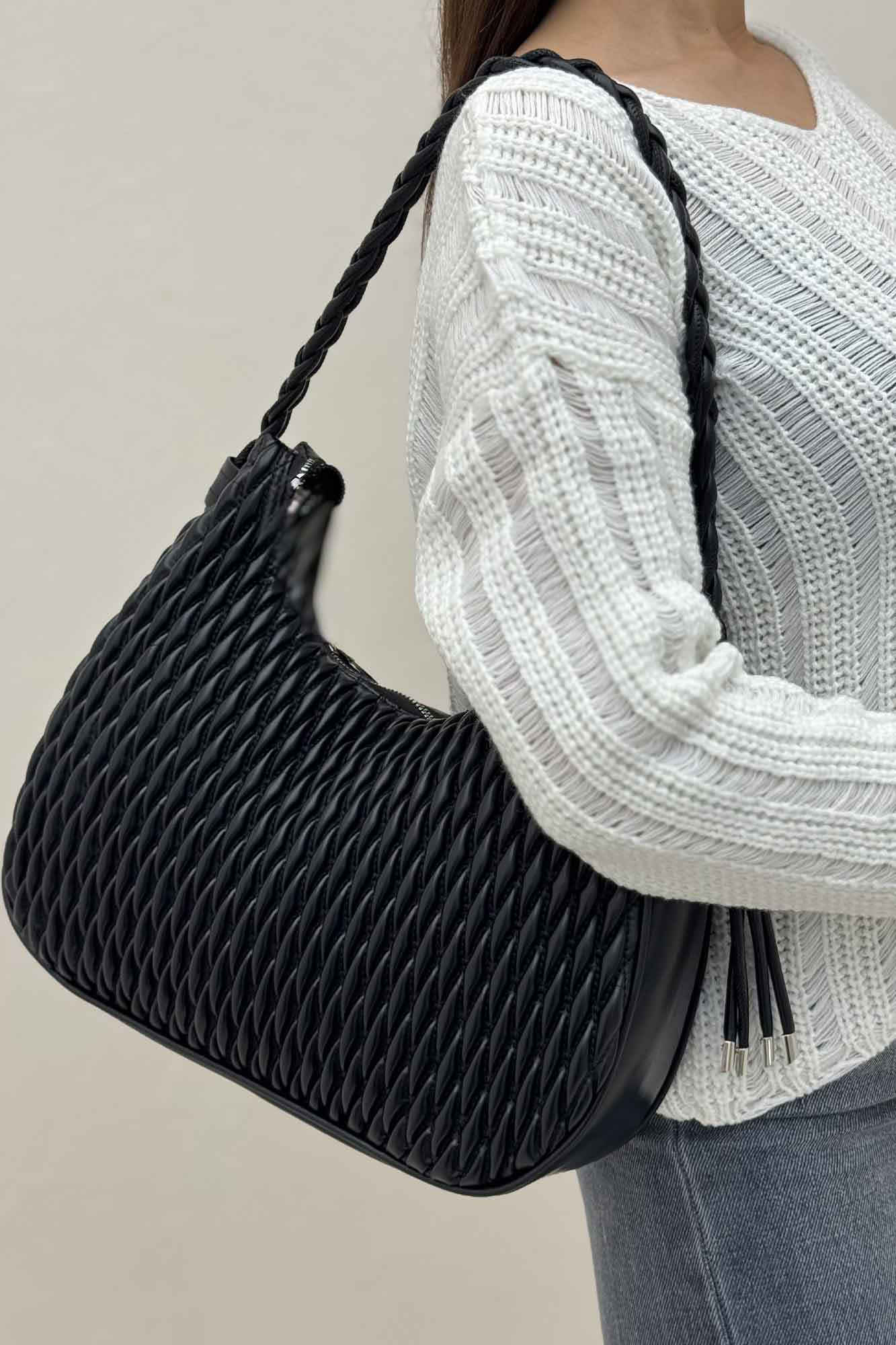 کیف زنانه گلدوزی دسته بافتی 4273