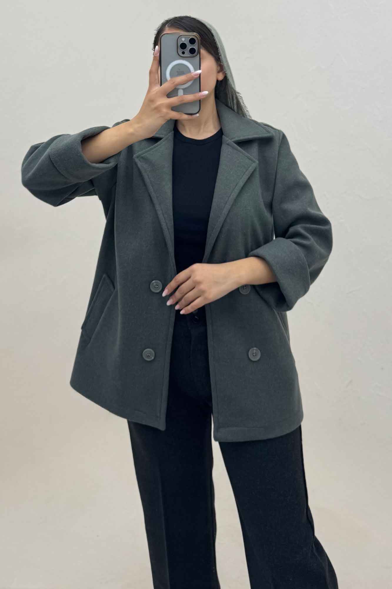 پالتو یقه انگلیسی چهار دکمه فوتر LOOK